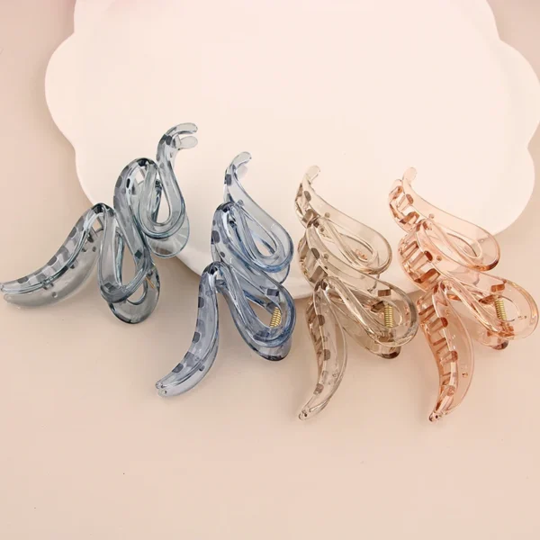 Fashion 13CM Oversized Wavy Frosted Matte Transparent Bright Shark Clip Headdress Hairpin Hair Accessories For Women Girls New - Image 6
