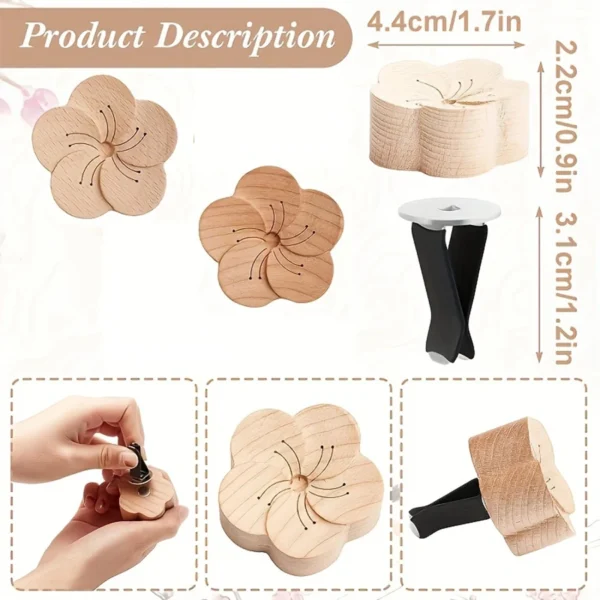 DIY fragrance No perfume wooden flower diffuser vent clip ornament car air fresheners decorations accessories aromatherapy women - Image 5