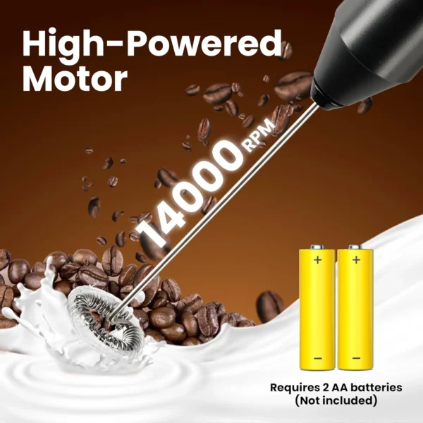 Milk Frother with Stainless Steel Stand, Battery Operated Whisk Maker Hand Drink Mixer for Coffee, Lattes, Cappuccino, Matcha, - Image 5
