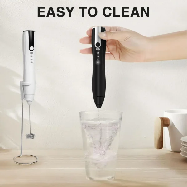Rechargeable Milk Frother with Speeds, Powerful Whisk Drink Mixer with 2 Head for Coffee, Mini Foam Maker for Cappuccino, Frap - Image 5