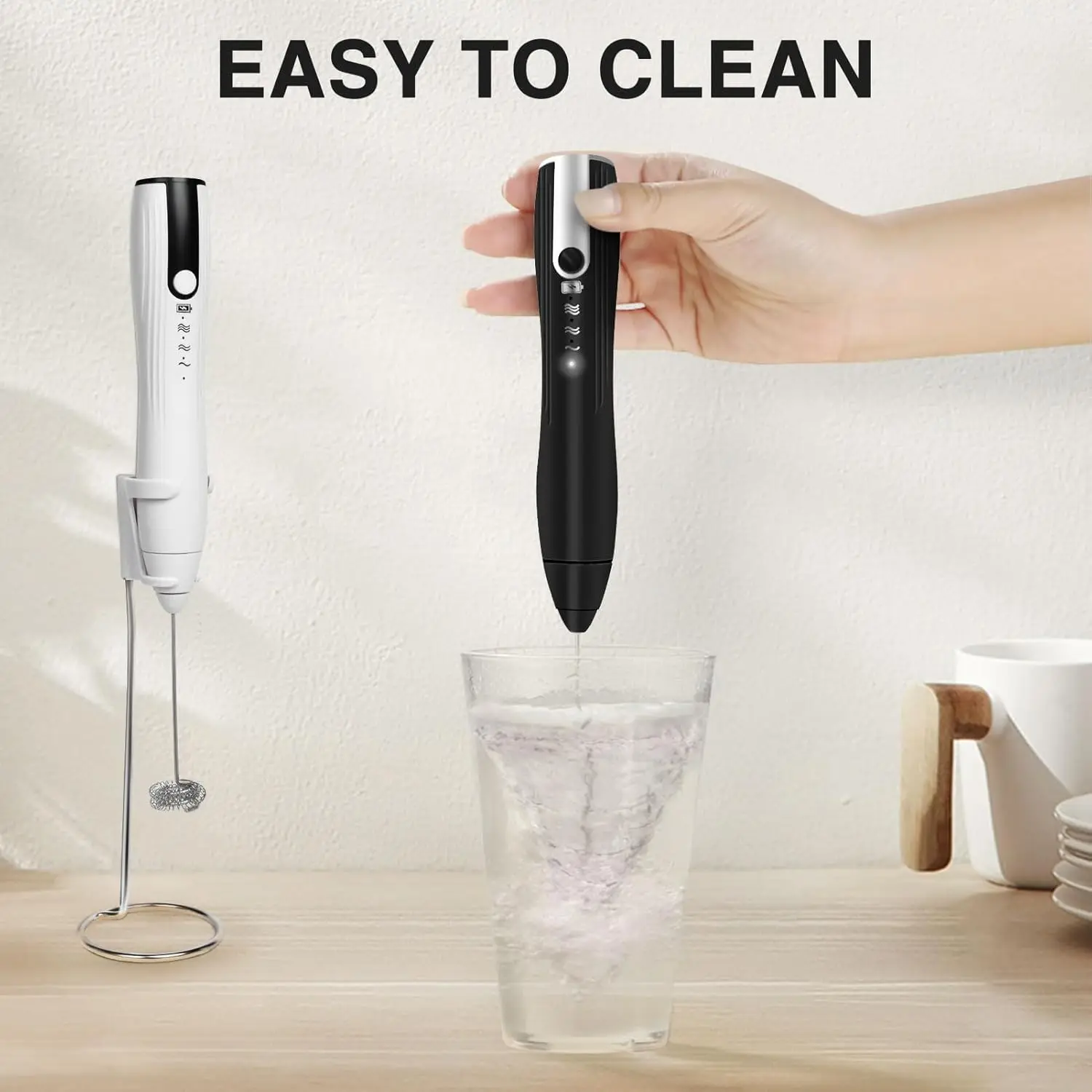 Rechargeable Milk Frother with Speeds, Powerful Whisk Drink Mixer with 2 Head for Coffee, Mini Foam Maker for Cappuccino, Frap - Image 5