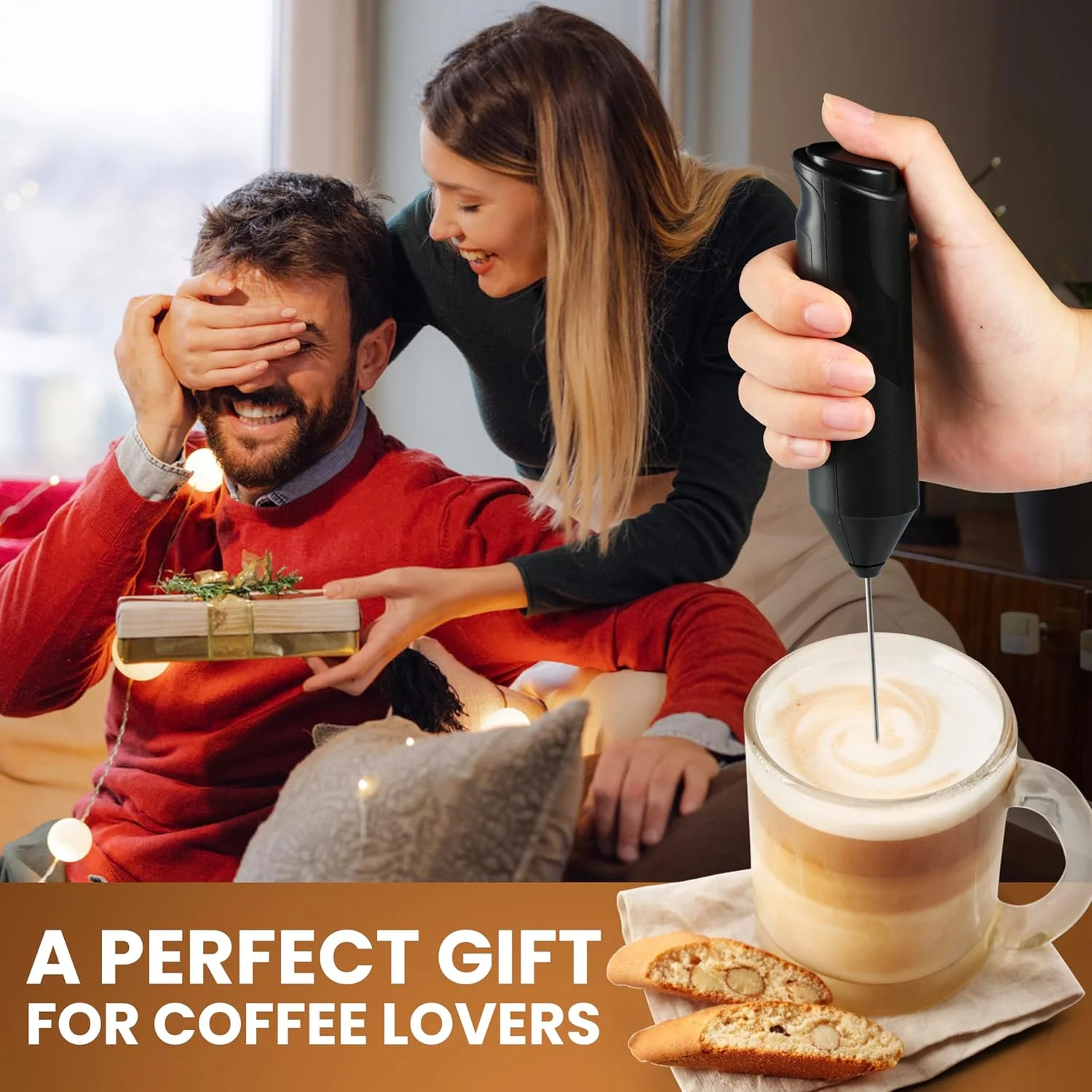 Milk Frother with Stainless Steel Stand, Battery Operated Whisk Maker Hand Drink Mixer for Lattes, Coffee, Cappuccino, Matcha, - Image 6
