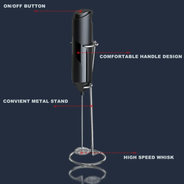 Milk Frother with Stainless Steel Stand, Portable and Powerful Foam Maker for Coffee, Latte, Cappuccino, Hot Chocolate, Drink M - Image 3