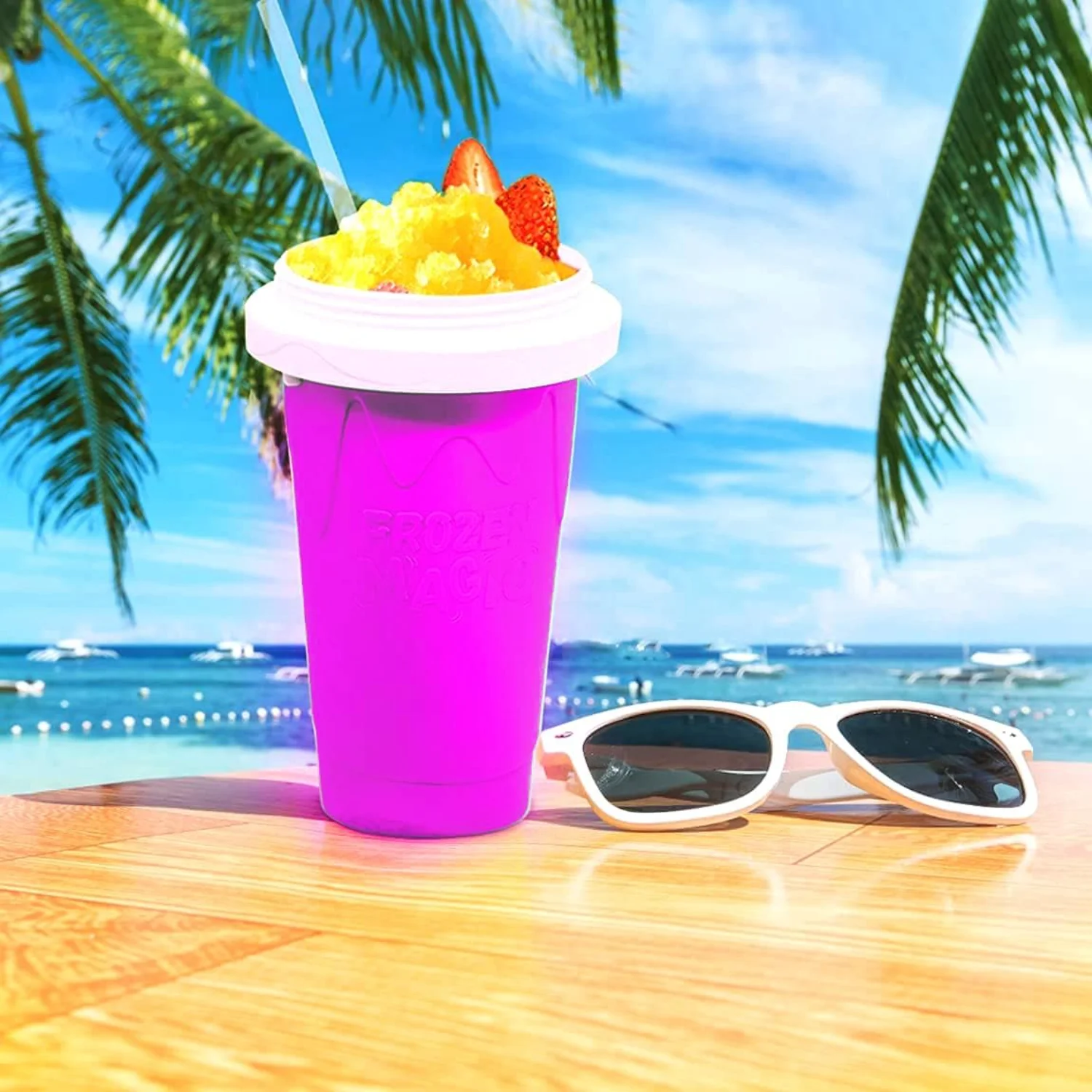 Slushy Maker Cup for TIK TOK Quick Smoothies & Ice Cream - Easy-carry, Blue Color - Image 3