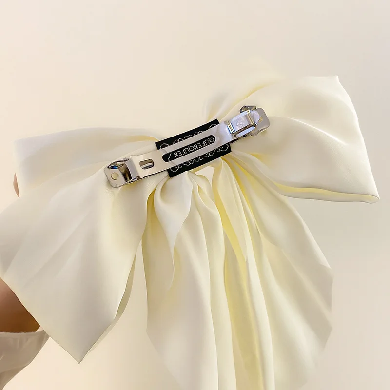 Fashion Solid Satin Spring Clip Simple Sweet Bowknot Hairpins Women Elegant Bow Ribbon Hair Clip Hair Accessories for Girls  - Image 2