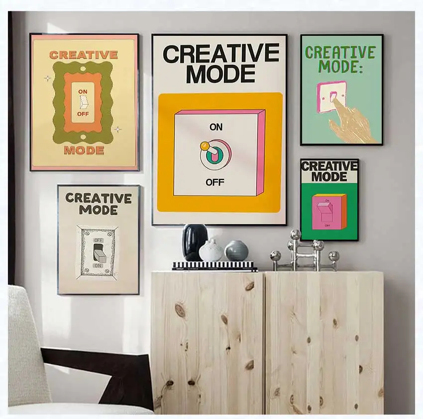 Retro Pink Switch Wall Art – Colorful Canvas Poster for Bedroom and Living Room Decor - Image 14