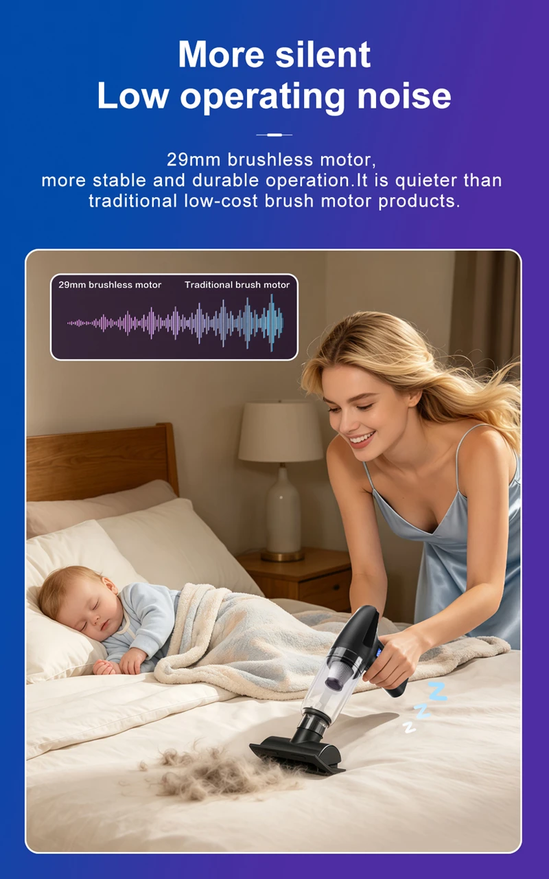Lenovo New Brushless Mini Handheld Vacuum Cleaner For Both Dry And Wet Use Car Vacuum Home Wireless Portable Car Vacuum Cleaner - Image 18