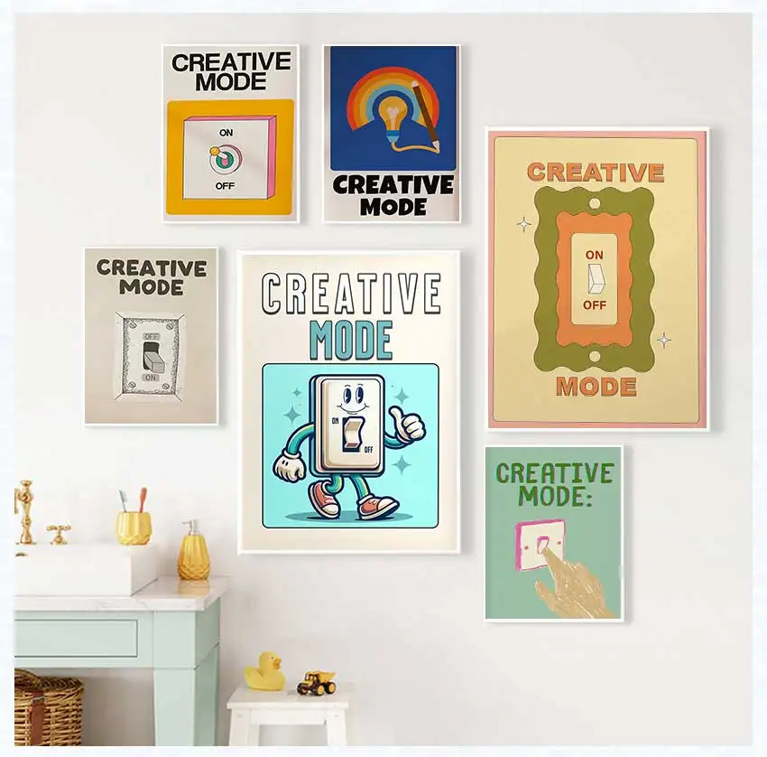 Retro Pink Switch Wall Art – Colorful Canvas Poster for Bedroom and Living Room Decor - Image 12