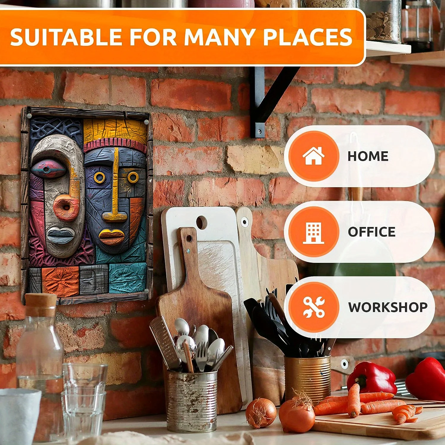 African Tribal Culture Aluminum Wall Art - Moisture-Resistant Metal Decor with 3D Embossed Design for Home, Office - Image 8
