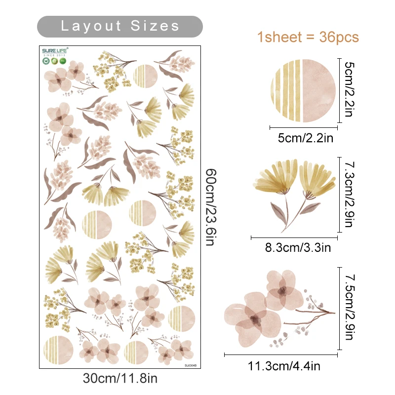 Boho Bee Flower Watercolor Wall Sticker Children's Nursery Vinyl Wall Art Decal Peel and Stick Baby Kids Room Home Decoration - Image 12