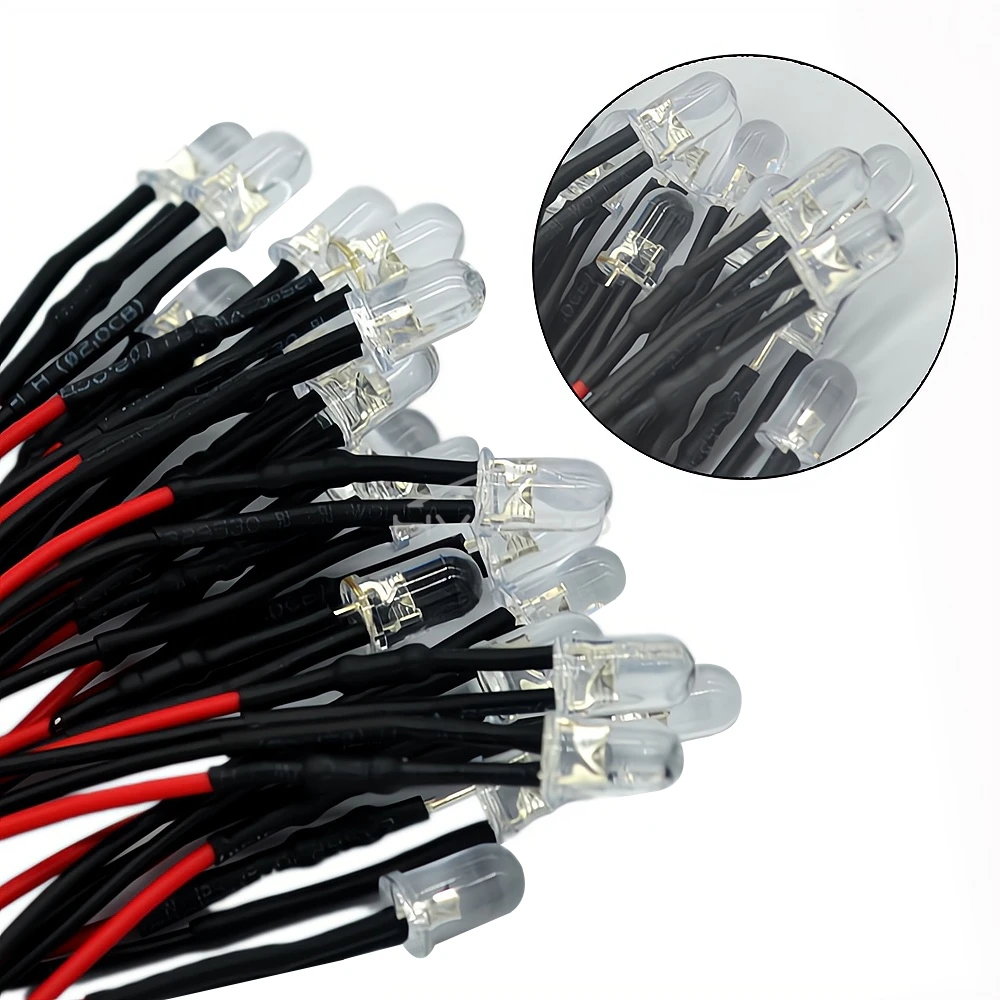 1Pcs 5mm Round 20cm Pre Wired DC 12V LED Lamp Light Bulb Red Blue White Green Warm Diode Emitting Diodes Multiple Color Options - Image 3