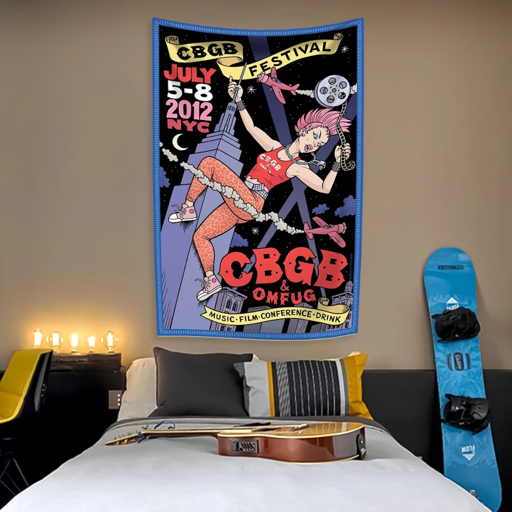 Classic Rock Club CBGB Tapestry Punk Metal Home Decor Aesthetics Wall Hanging Covering Living Room Dormitory Background Cloth - Image 5