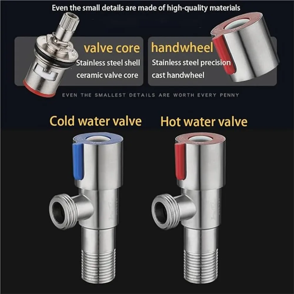 Stainless Steel Hot Cold Inlet Valve Toilet Filling Angle Valves Sink Basin Water Heater Faucet for Kitchen Bathroom Accessories - Image 3