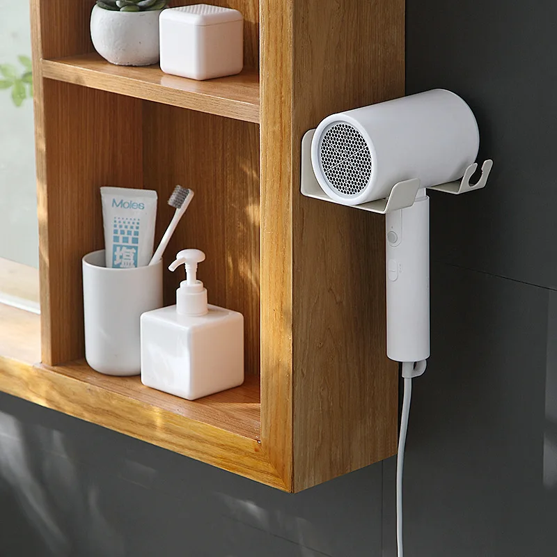 1pc Metal Hair Dryer Storage Holder Wall Mounted Punchless Self-adhesive Hairdryer Household Washroom Dressing Room Rack Tool - Image 4