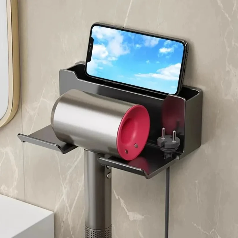 1 Pcs Hair Dryer Holder Wall Dryer Cradle Straightener Stand Hairdryer Organizer Box Plastic Hair Dryer Stand Bathroom Organizer - Image 6