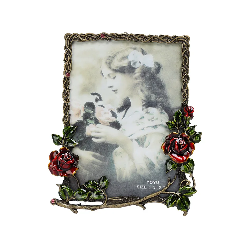 Vintage Bronze Metal Picture Frame – Decorative Rose Design, 6 or 7 Inch - Image 5