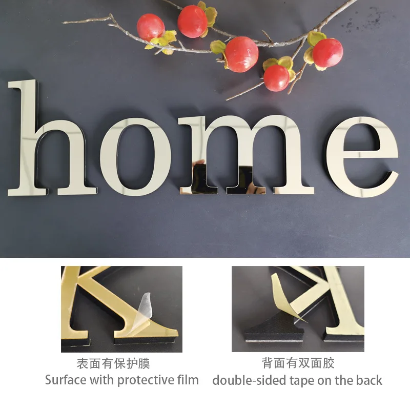 a-z A-Z English Letters Wall Stickers 10cm Acrylic Mirror Reflective 3D Decoration Door Number Letter Words Festival Home Decor - Image 6