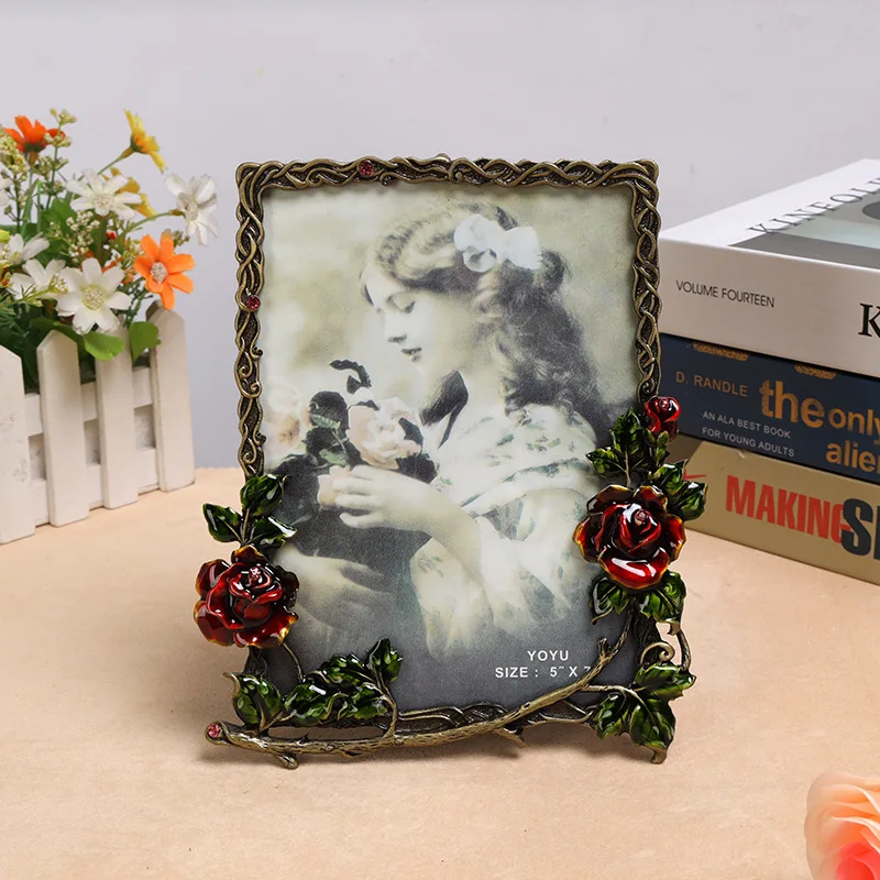 Vintage Bronze Metal Picture Frame – Decorative Rose Design, 6 or 7 Inch - Image 3