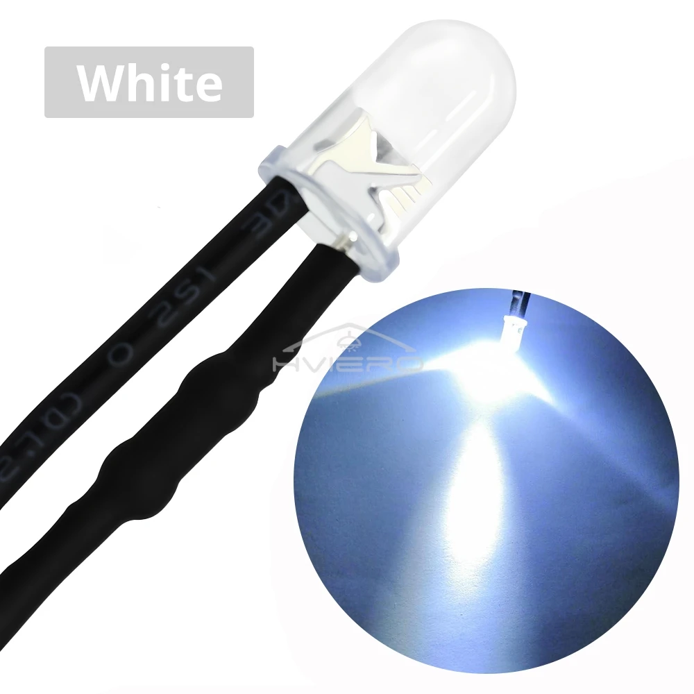 1Pcs 5mm Round 20cm Pre Wired DC 12V LED Lamp Light Bulb Red Blue White Green Warm Diode Emitting Diodes Multiple Color Options - Image 4