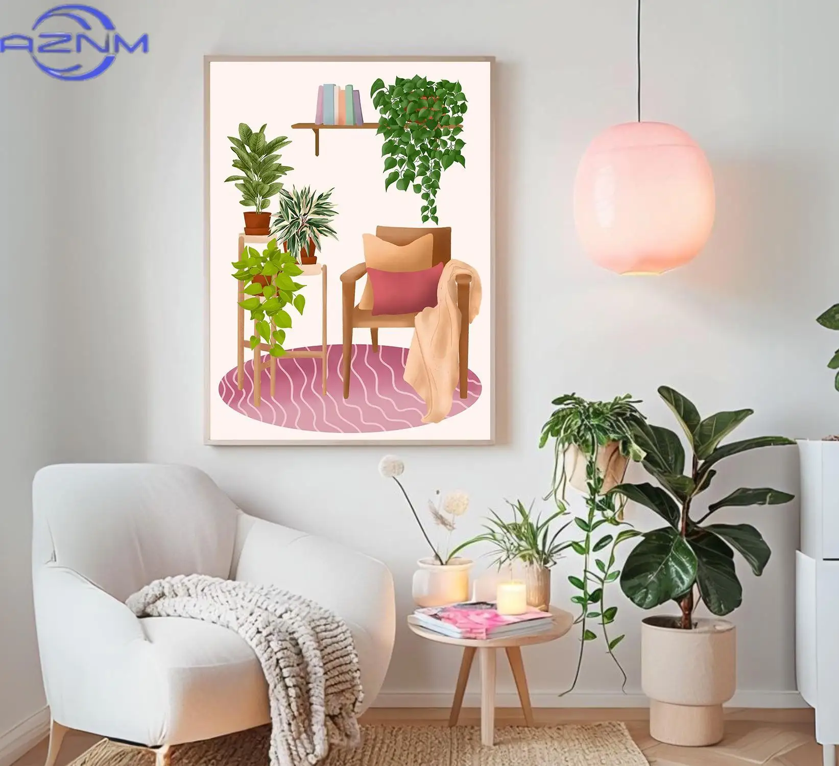 AZNM Trendy Cute Plants On A Shelf Posters Modern Quirky Plant Minimalism Prints Canvas Painting Wall Pictures Home Living Room - Image 4