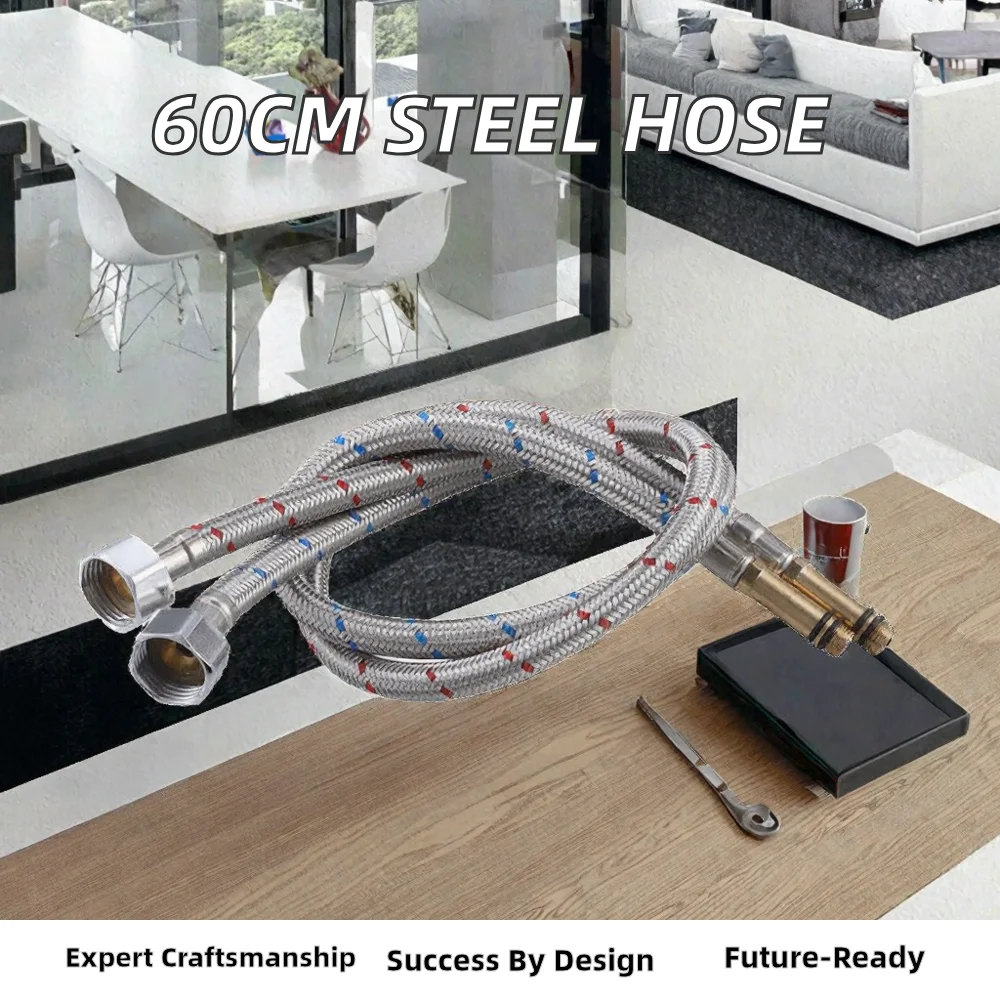 Modern 60cm 304 Stainless Steel Toilet Faucet Water Heater EPDM Hose Red Blue Hot Cold Bathroom Soft Connection Plumbing Hoses - Image 3