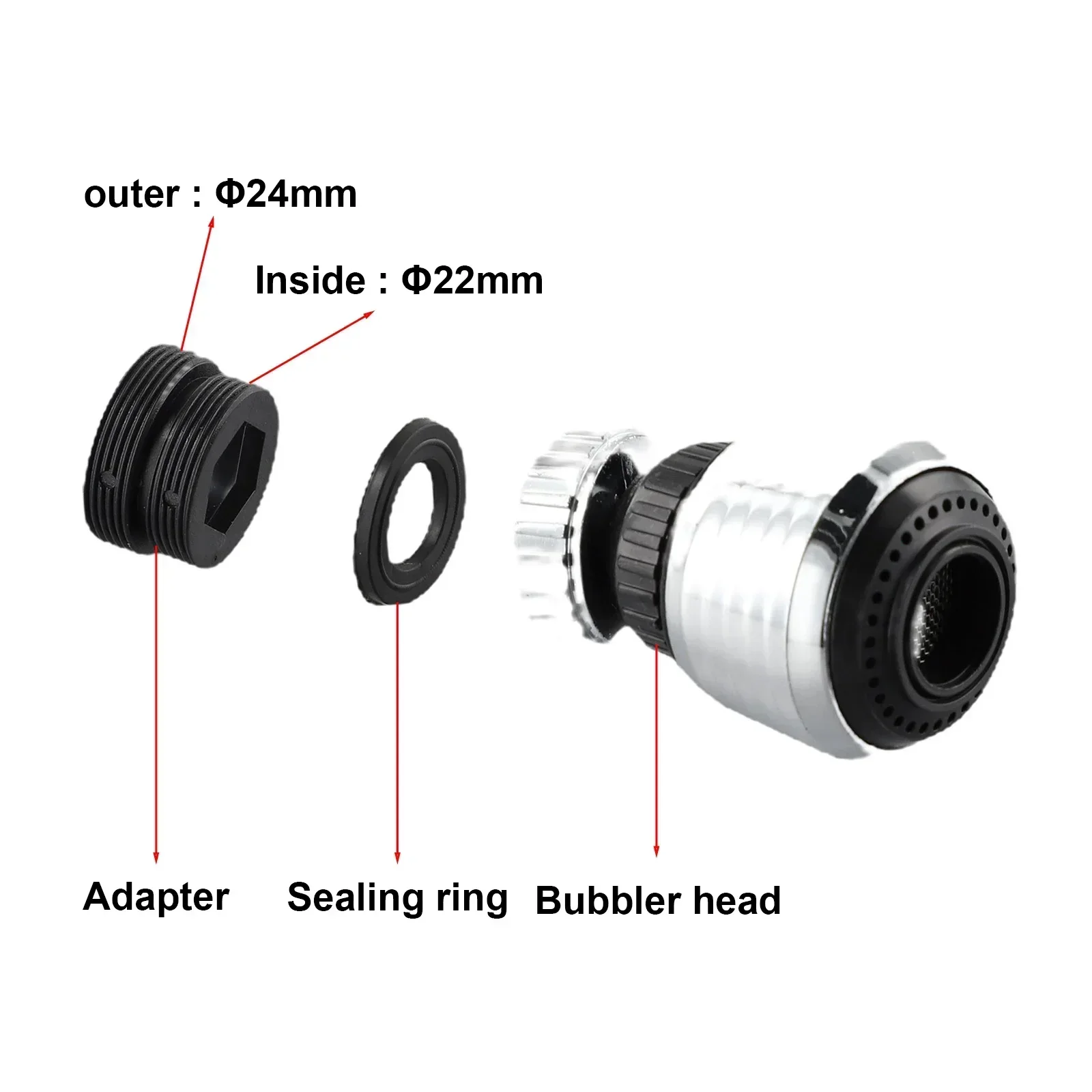 Faucet Splash Nozzle Rotate Swivel Water Saving Tap Kitchen Water Saver ABS Chrome Home Improvement Plumbing Fixtures - Image 6